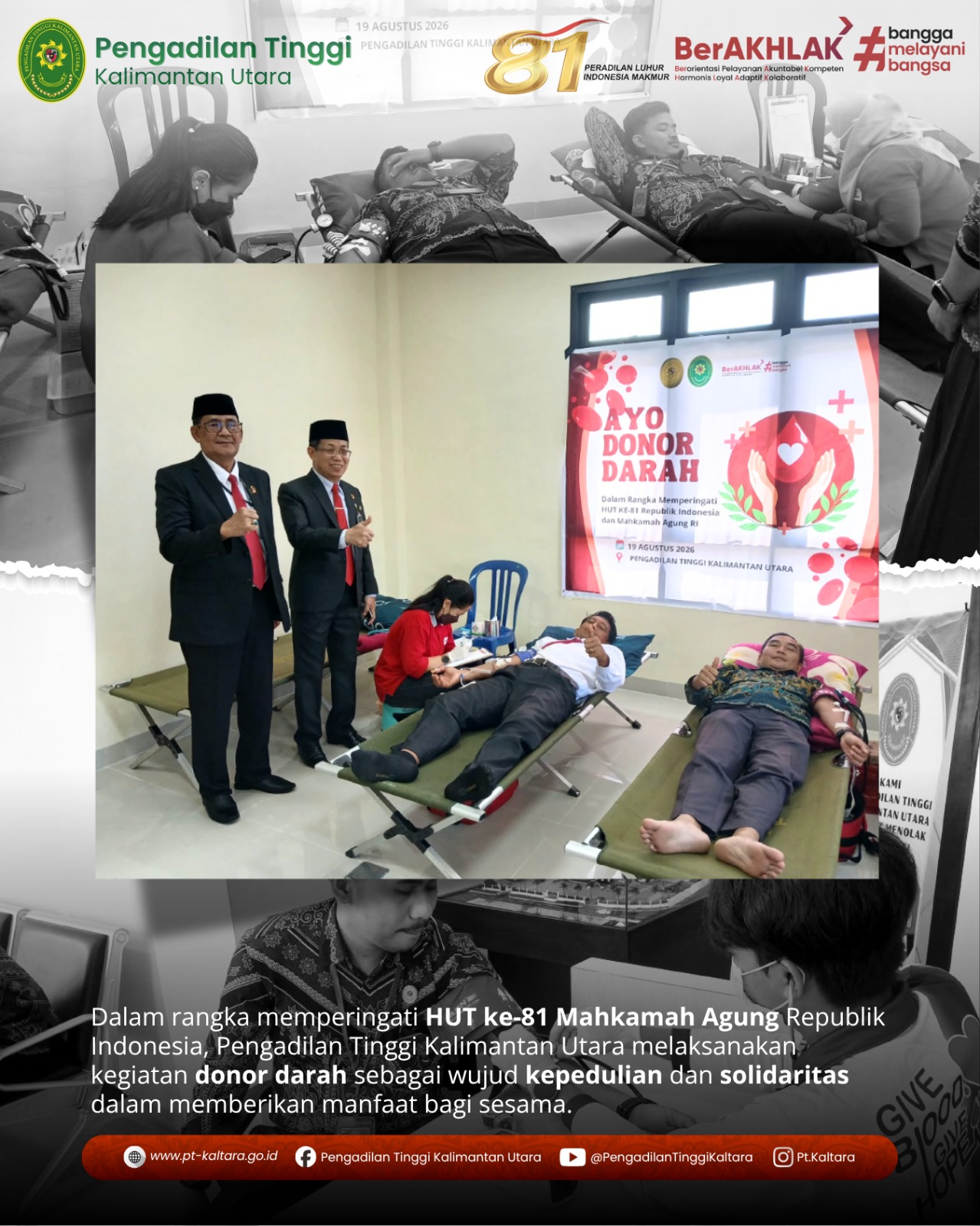 KEGIATAN DONOR DARAH DALAM RANGKA HARI ULANG TAHUN KE-81 MAHKAMAH AGUNG REPUBLIK INDONESIA