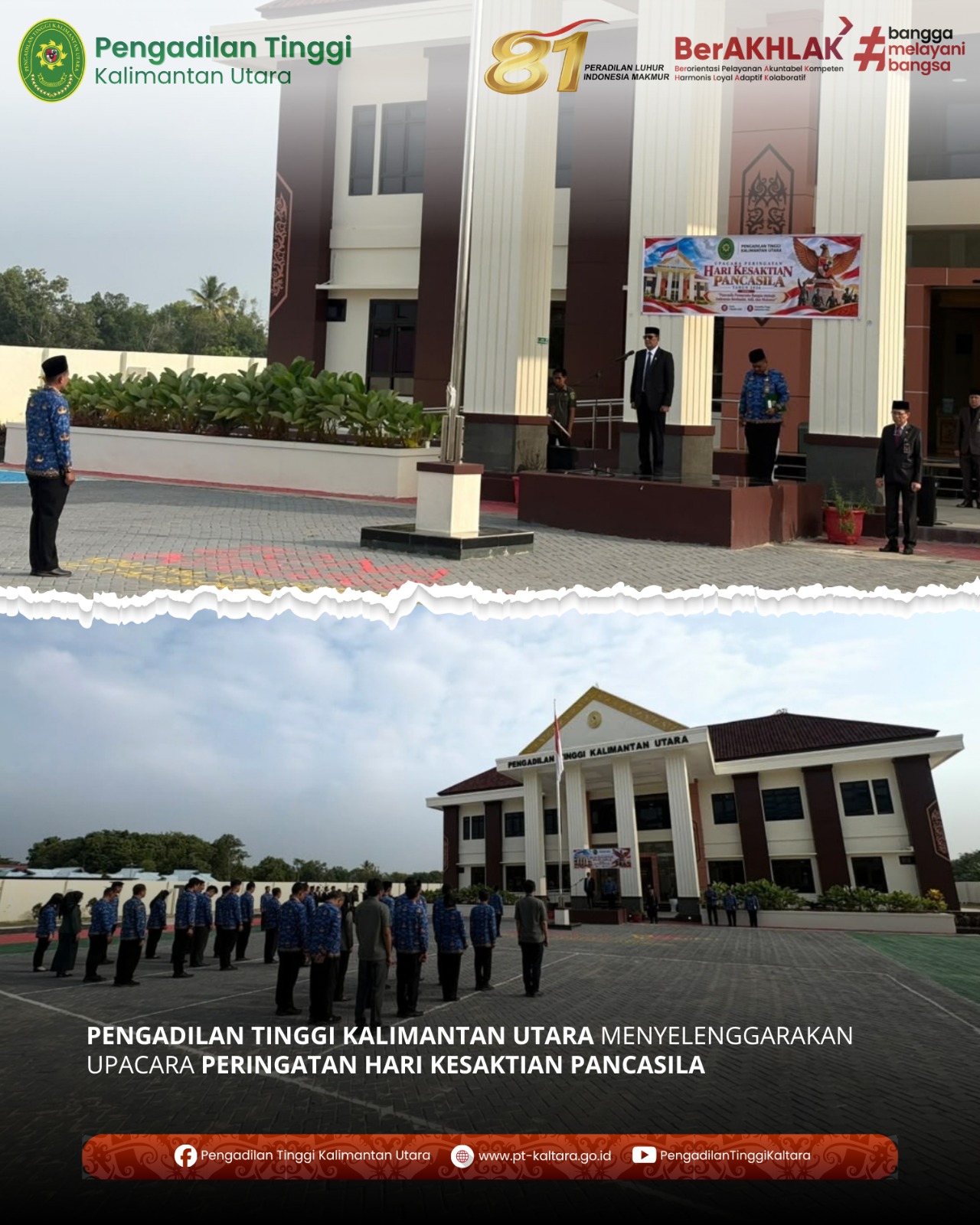 PENGADILAN TINGGI KALIMANTAN UTARA MENYELENGGARAKAN UPACARA PERINGATAN HARI KESAKTIAN PANCASILA 