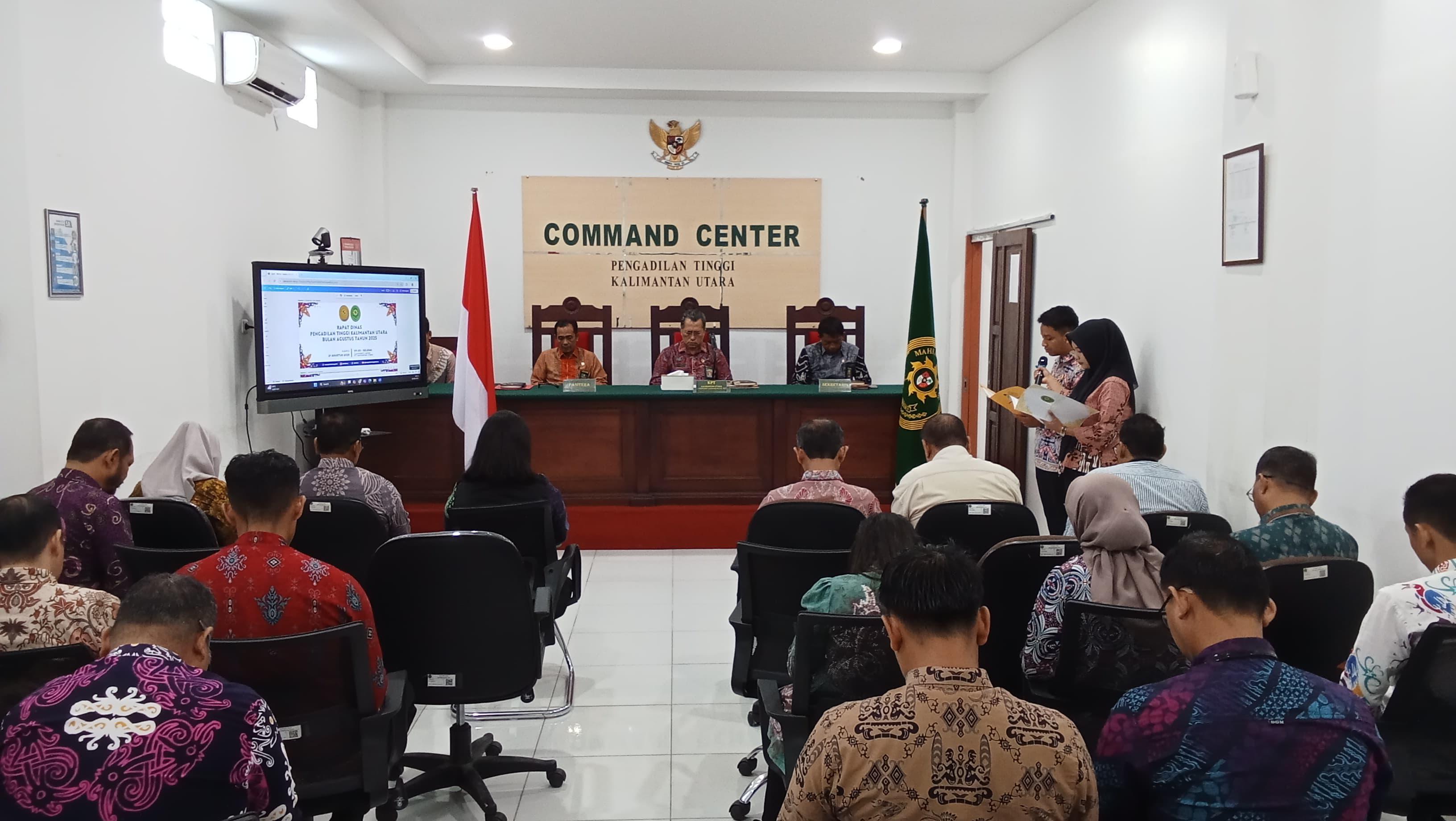PENGADILAN TINGGI KALIMANTAN UTARA MELAKSANAKAN RAPAT BULANAN UNTUK BULAN AGUSTUS 